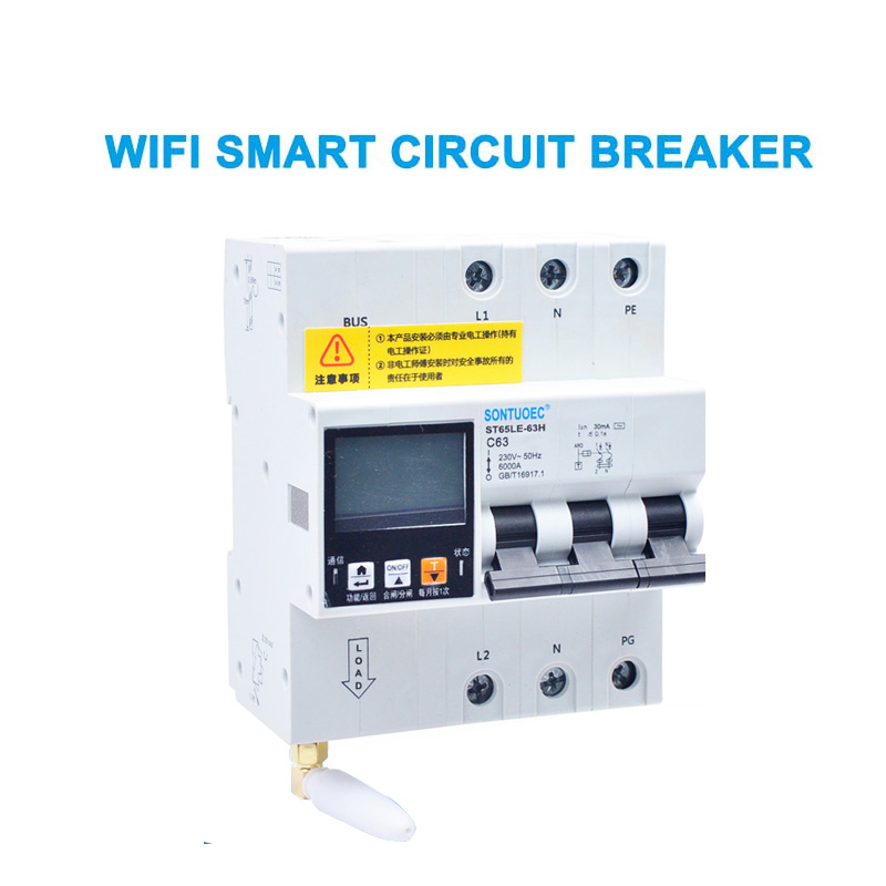 WiFi 4G Tuya ST65LE-63H сериялы Mults Mults Mults Multi Functional RCBO ақылды ажыратқыш